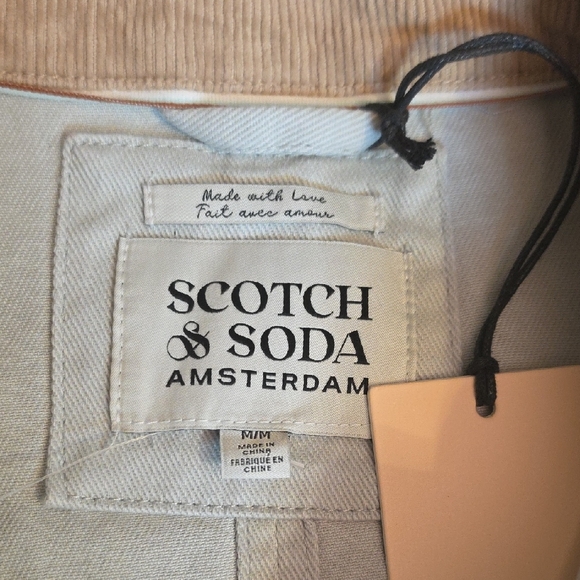 Scotch & Soda Amsderdam, Men's Blue Light Jean Jacket&cordury Details, M, NWT - Picture 2 of 16